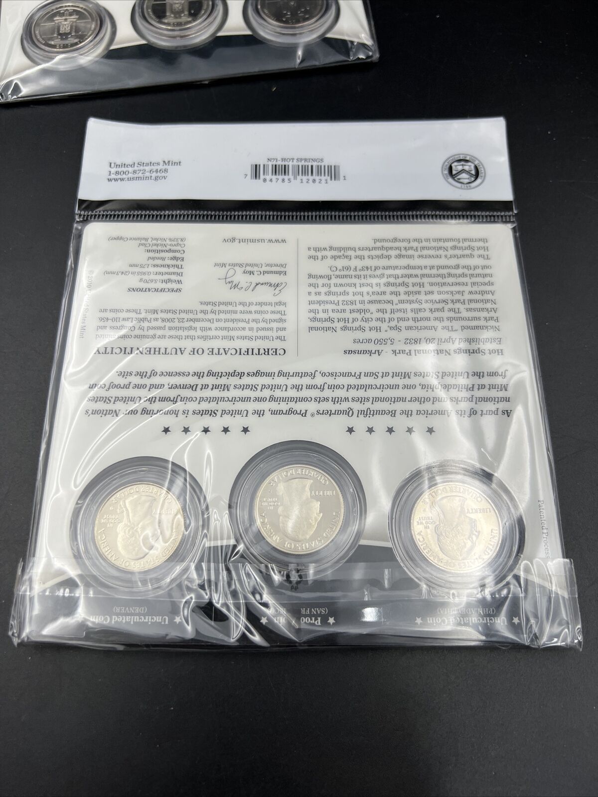 2010 Hot Springs 3 Coin P D S Business Proof ATB Quarter Set US Mint OGP Sealed