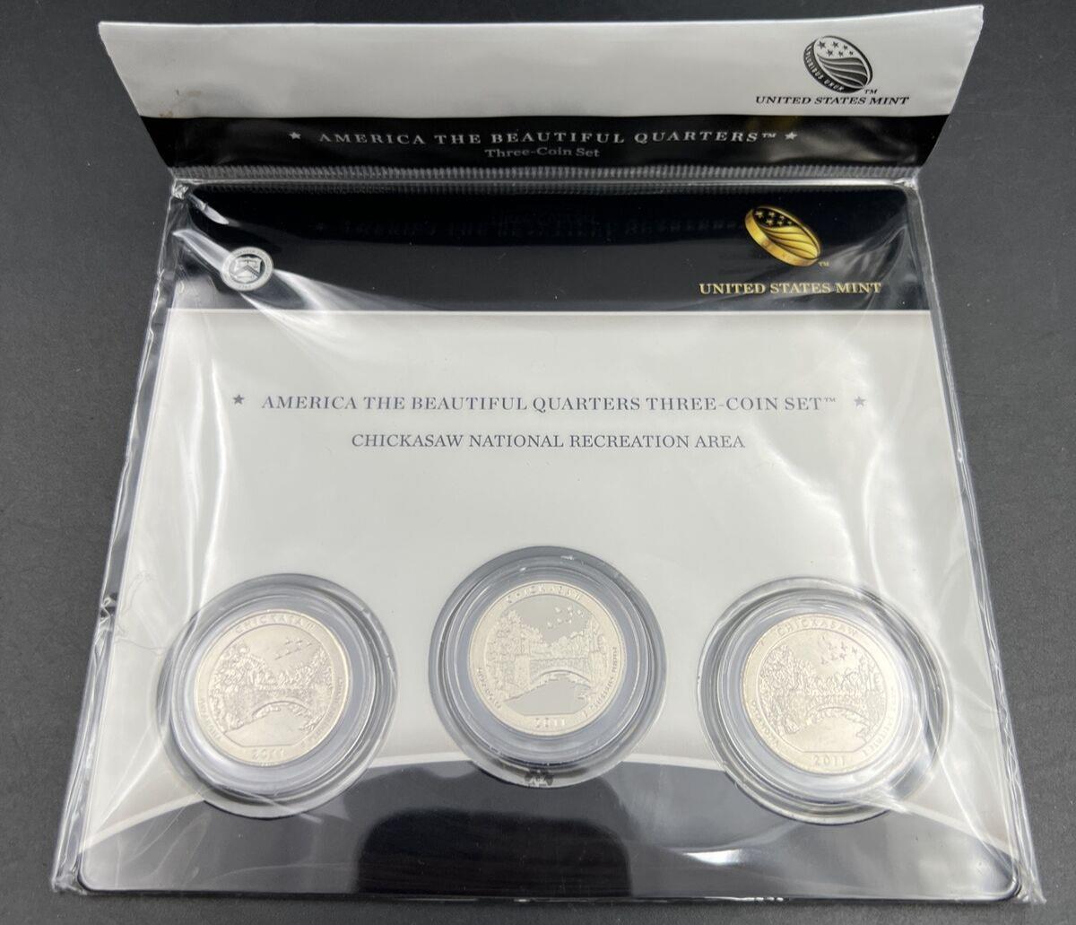 2011 Chickasaw 3 Coin P D S Business Proof ATB Quarter Set US Mint OGP Sealed #A