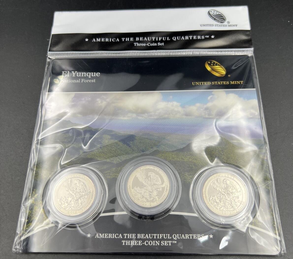 2012 El Yunque 3 Coin P D S Business Proof ATB Quarter Set US Mint OGP Sealed #A