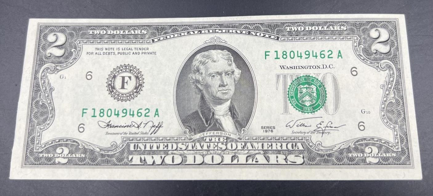 1976 $2 FRN Two Dollar Bicentennial Federal Reserve Note Atlanta District CH UNC