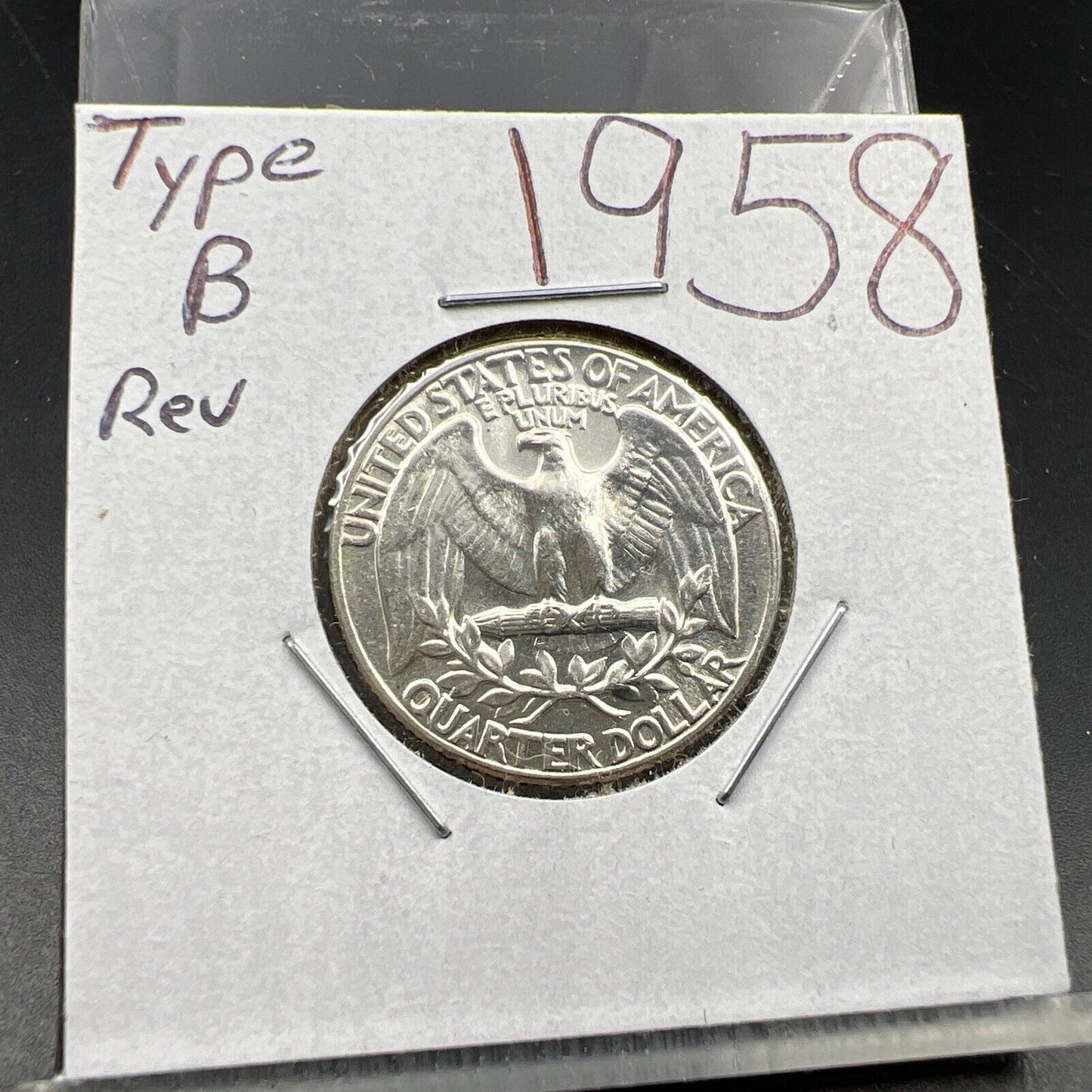 1958 P 25c Type B Rev Variety Washington Silver Quarter BU Unc