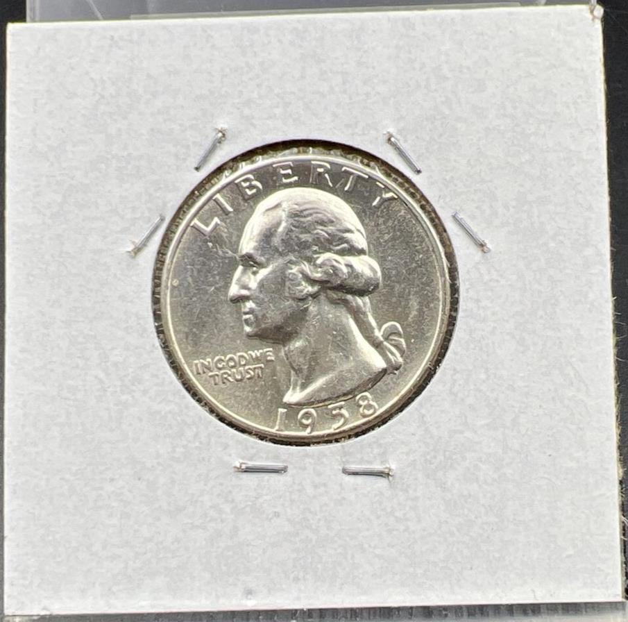 1958 P 25c Type B Rev Variety Washington Silver Quarter BU Unc