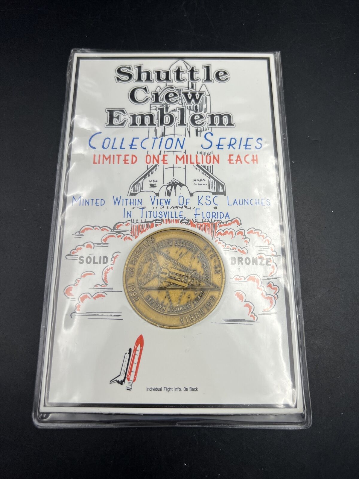 SPACE SHUTTLE CREW EMBLEM COLLECTION SERIES BRONZE Medal-NOS vintage 1988 #A