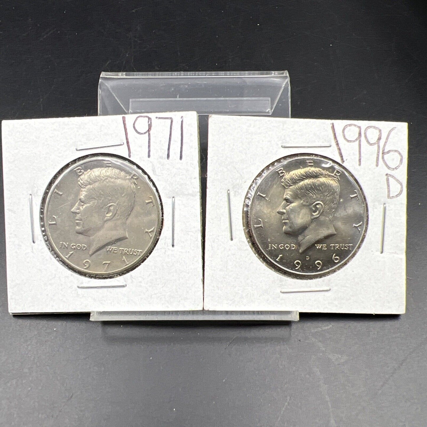 Lot of 2 Kennedy 50c Half Dollar Coins 1971 P 50c AU & 1996 50c D BU