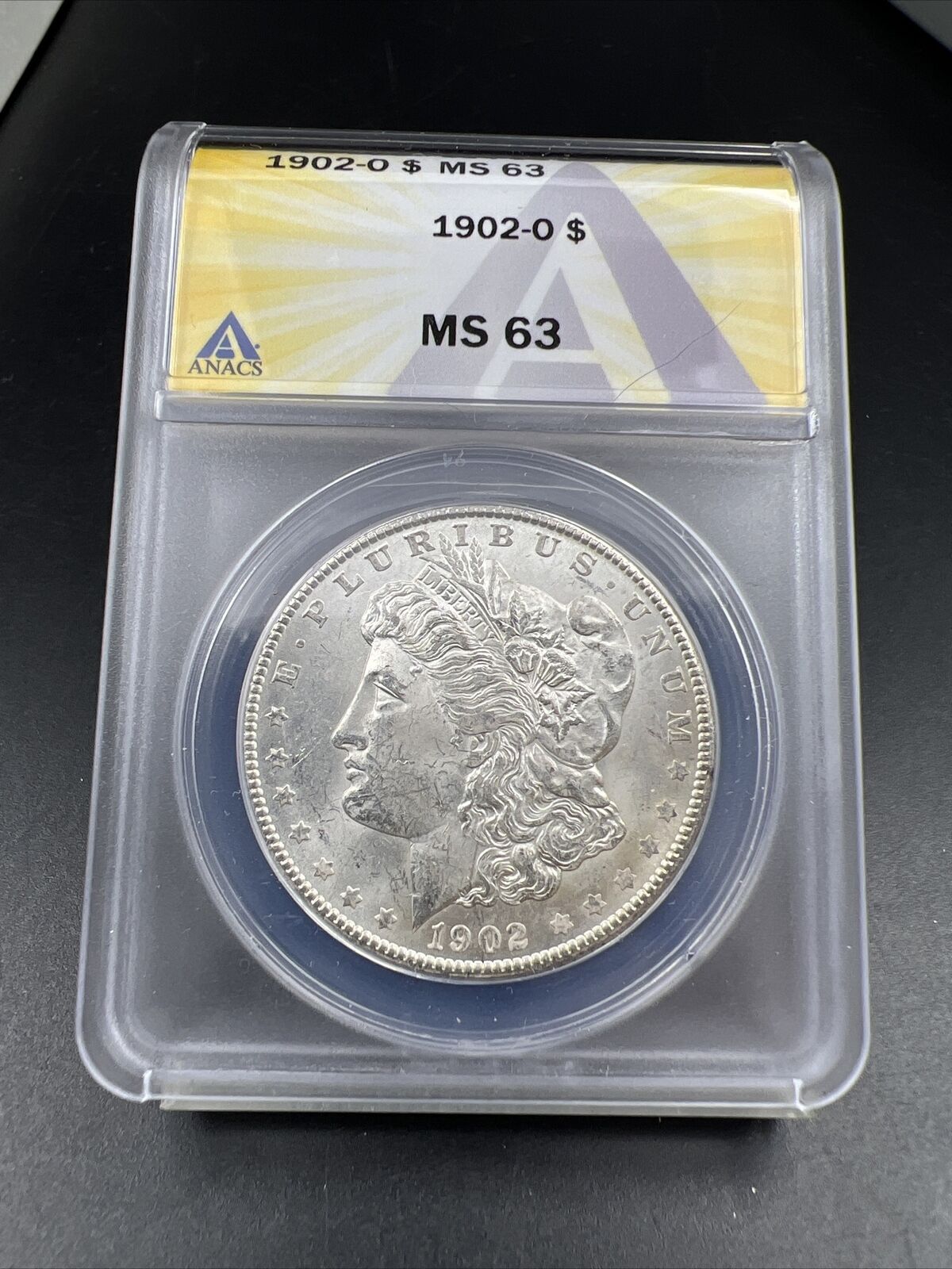 1902 O $1 Morgan silver Dollar Coin Choice BU UNC ANACS MS63 graded