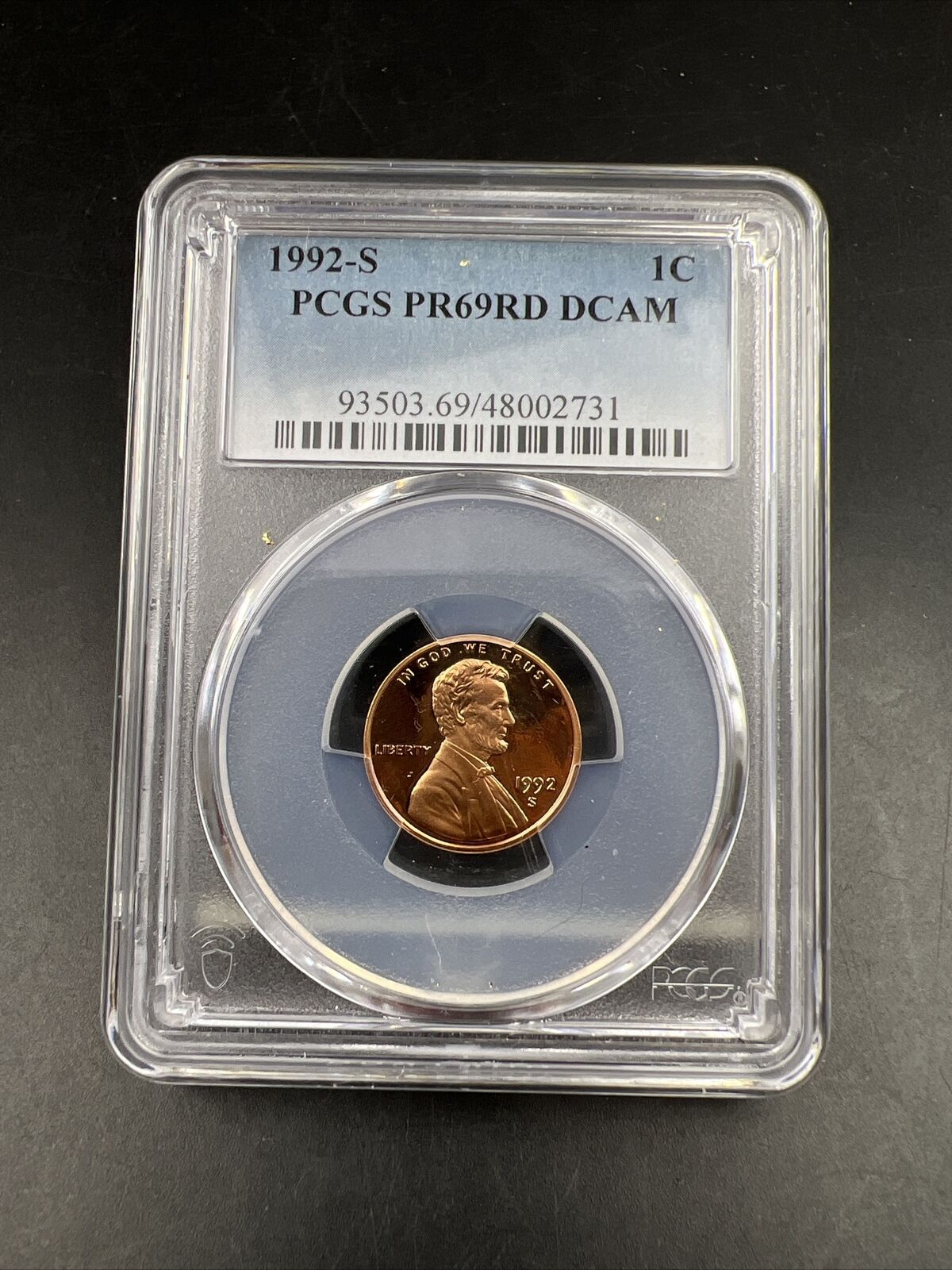 1992 S 1c Lincoln Memorial Cent Coin PCGS PR69 DCAM