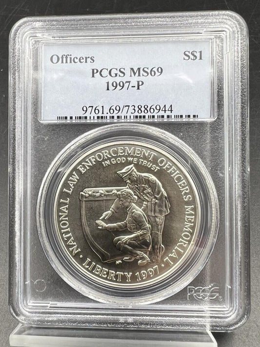 1997 P Law Enforcement Officers 90% Silver Commemorative Dollar PCGS MS69 BU #A