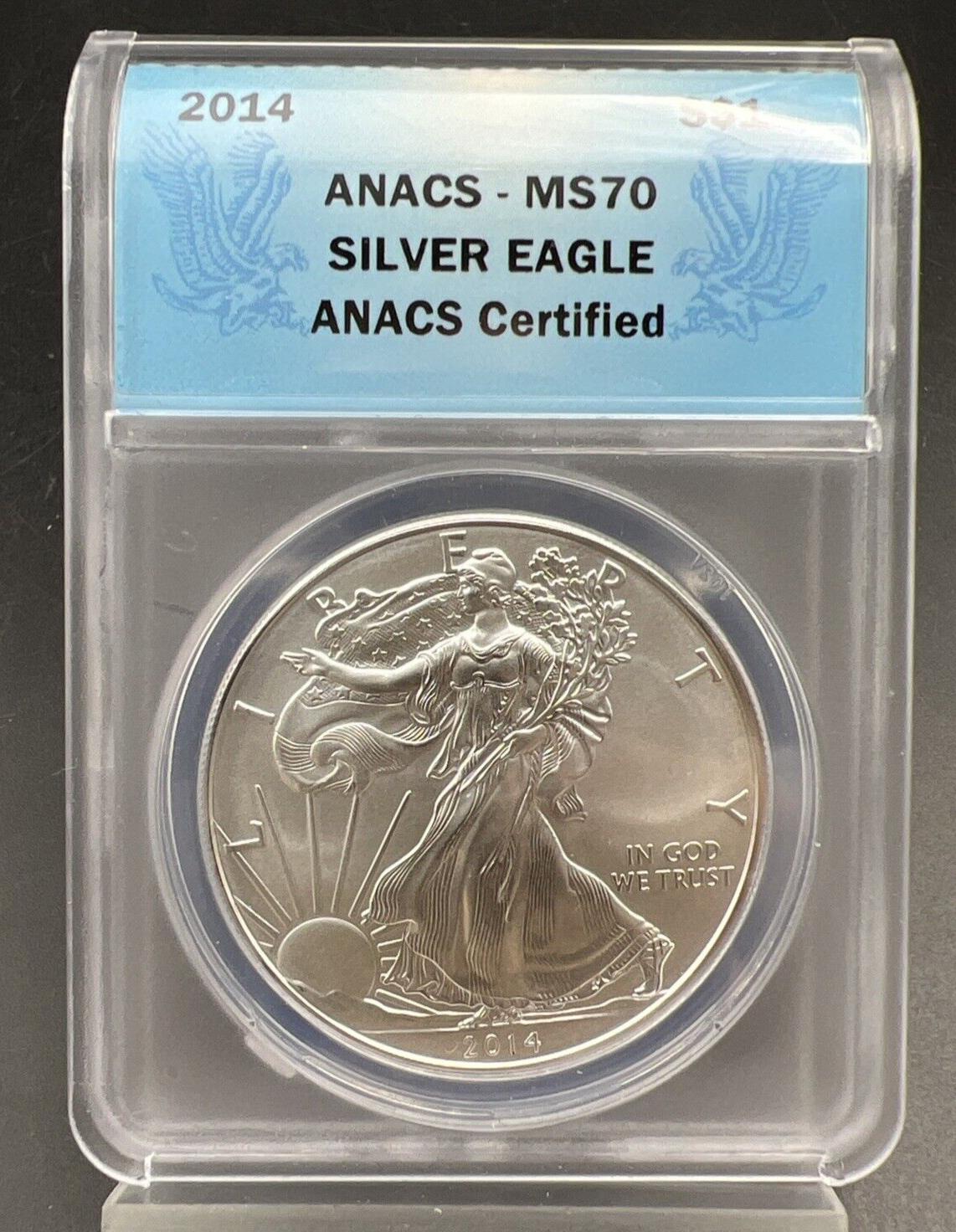 2014 1 oz American Silver Eagle $1 ANACS Certified MS70