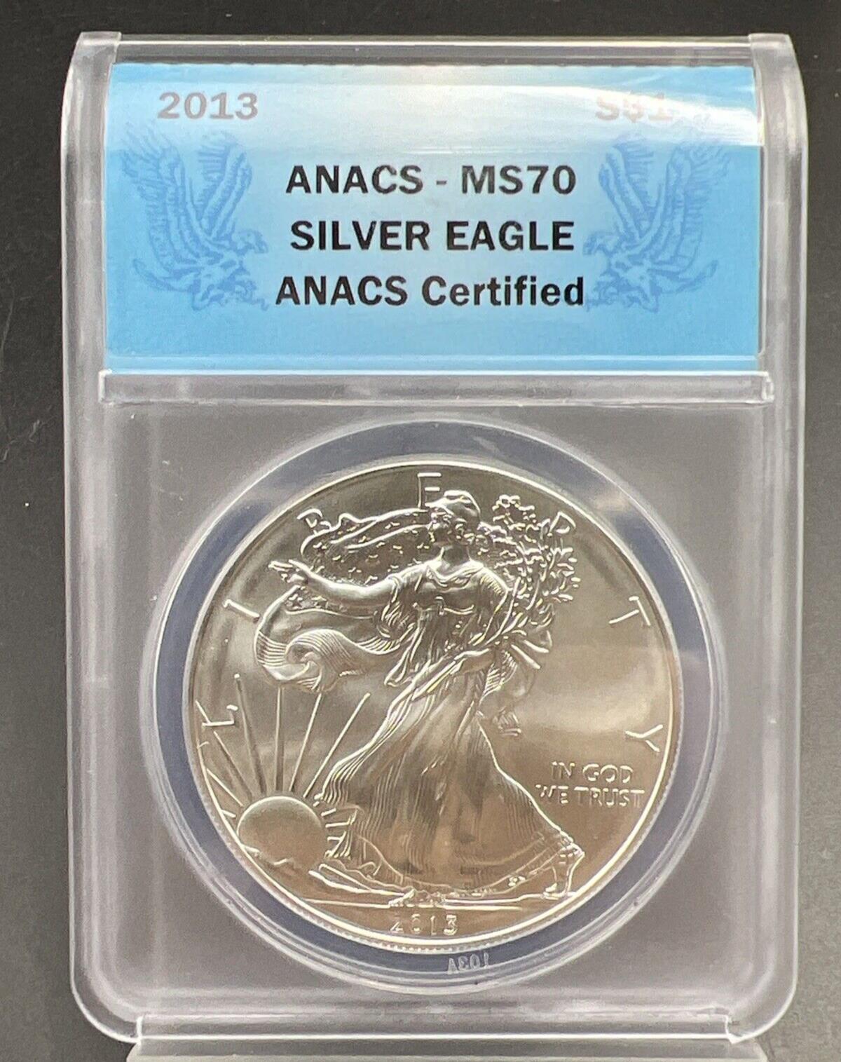 2013 1 oz American Silver Eagle $1 ANACS Certified MS70