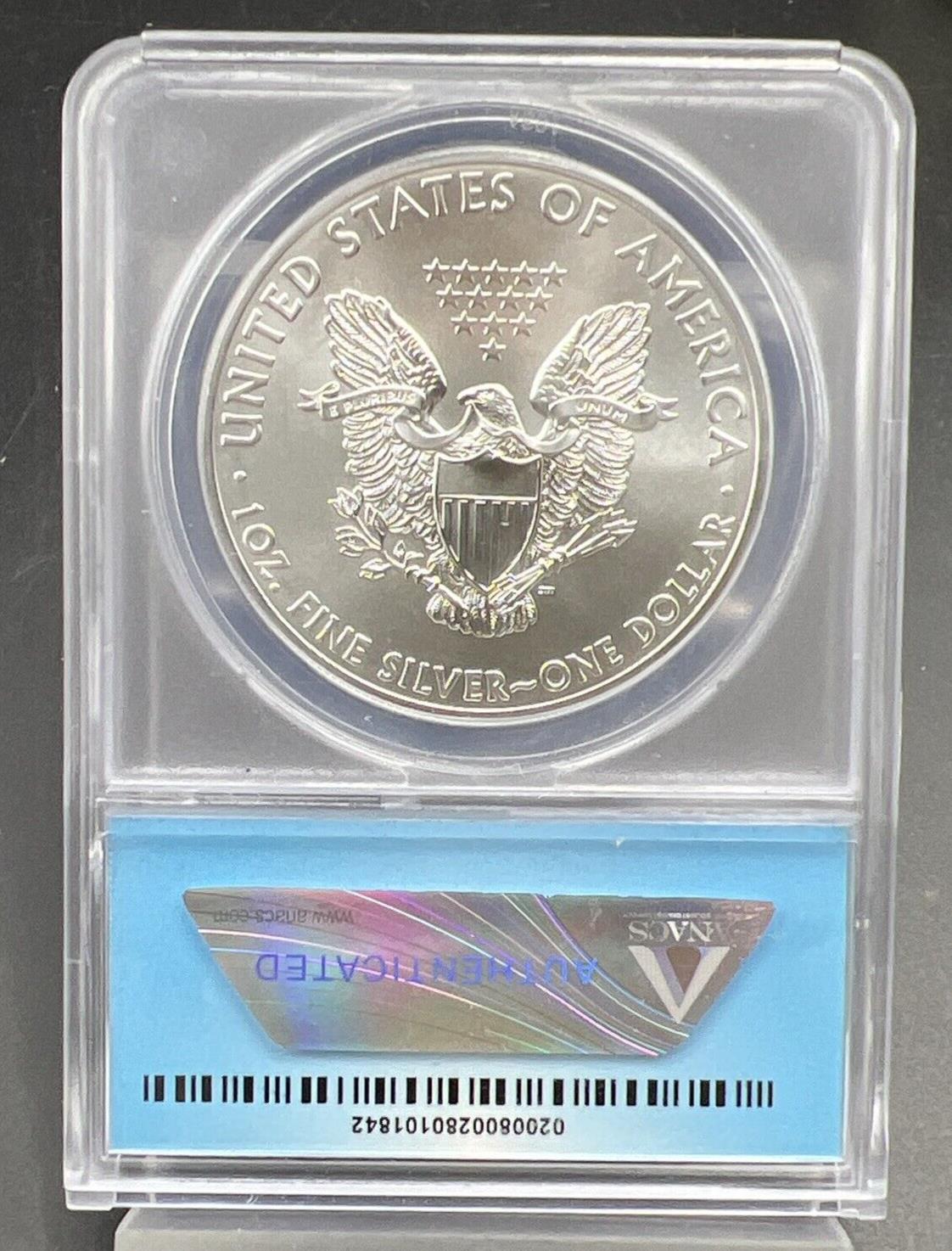 2013 1 oz American Silver Eagle $1 ANACS Certified MS70