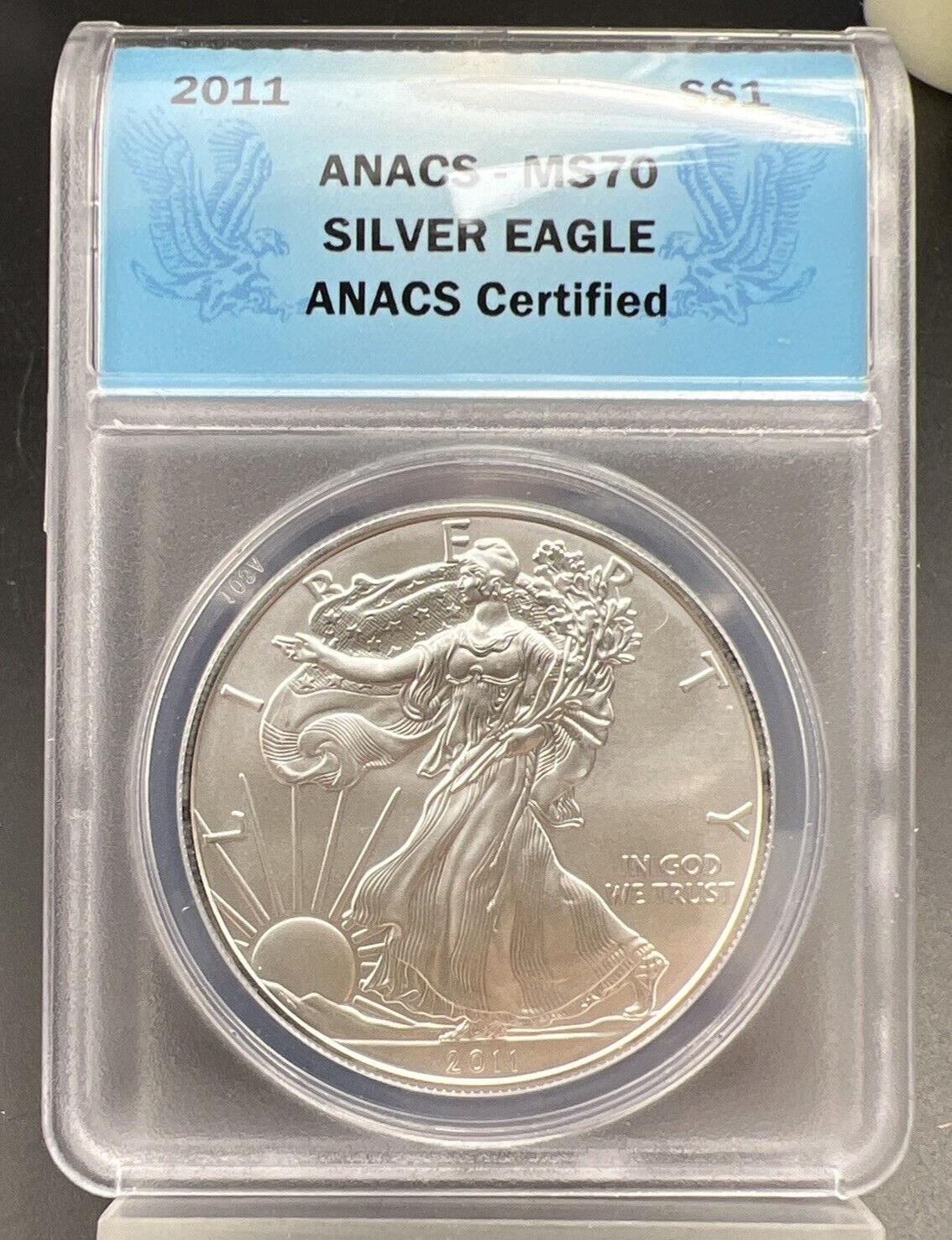 2011 1 oz American Silver Eagle $1 ANACS Certified MS70