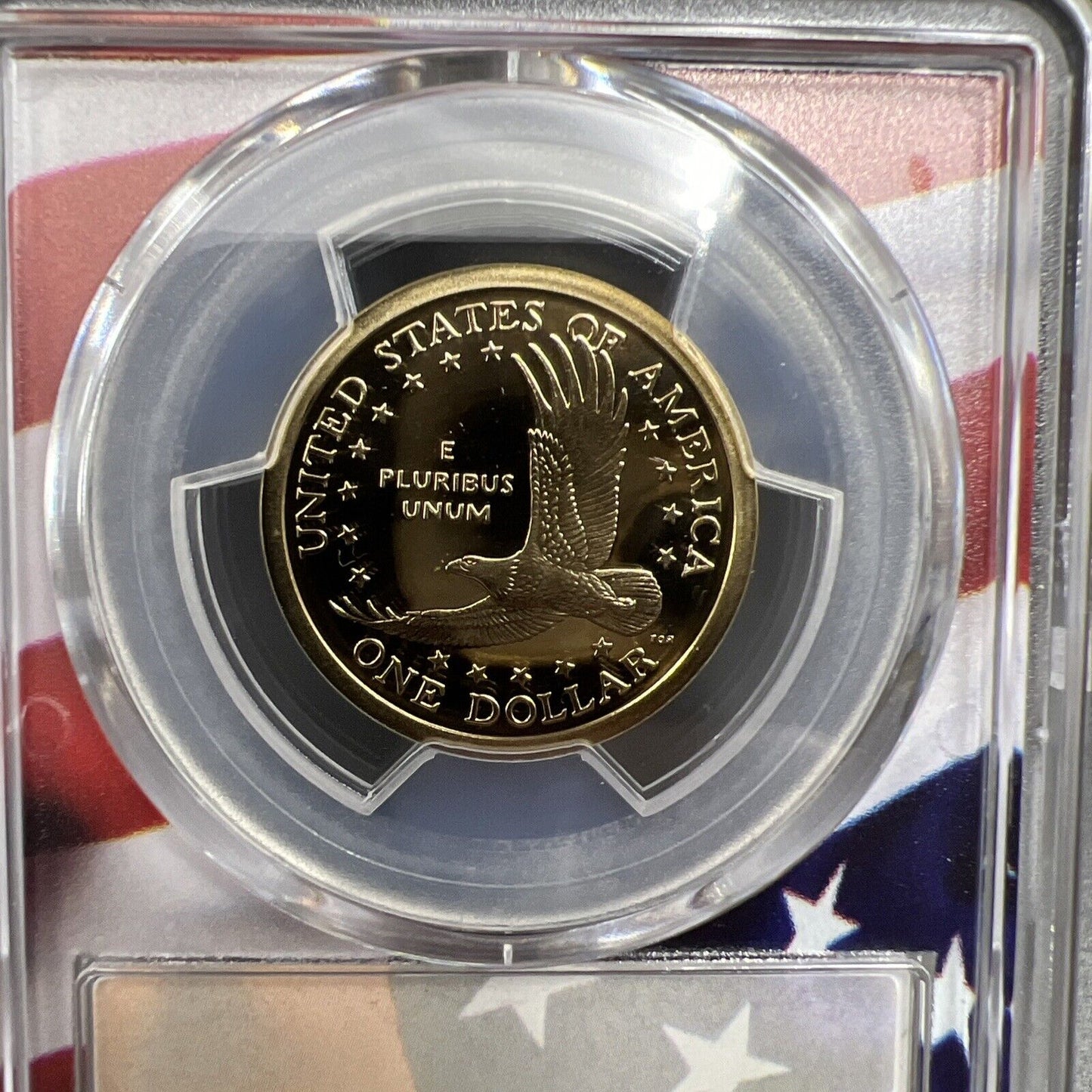 2002 S Sacagawea Native Dollar PCGS PR69 DCAM USA Flag Holder