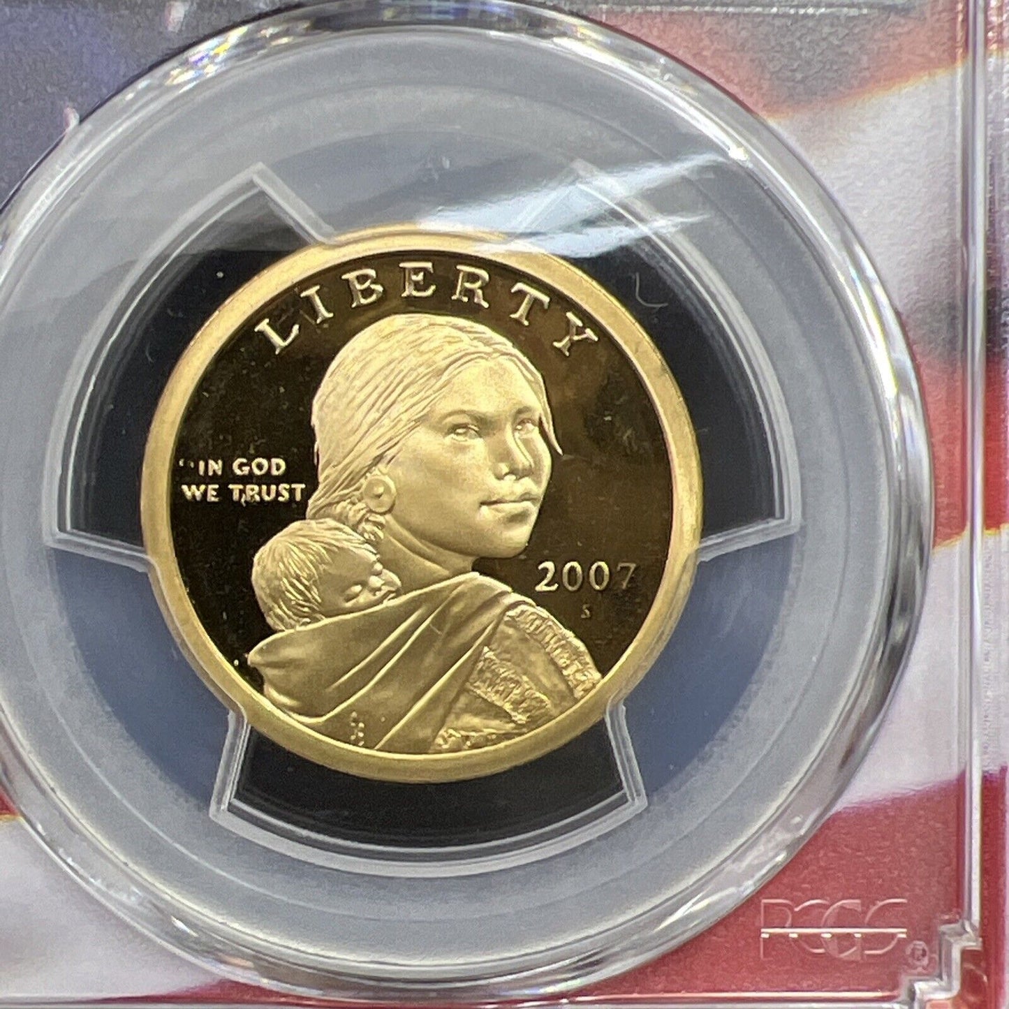 2007 S Sacagawea Native Dollar PCGS PR69 DCAM USA Flag Holder