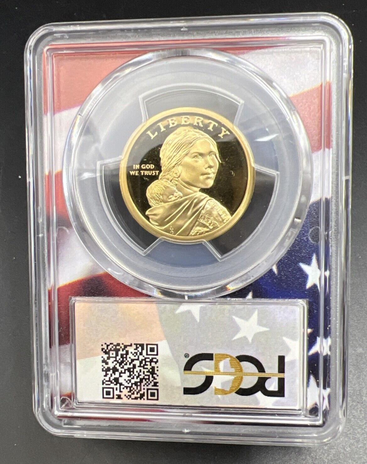 2009 S Sacagawea Native Dollar PCGS PR69 DCAM USA Flag Holder