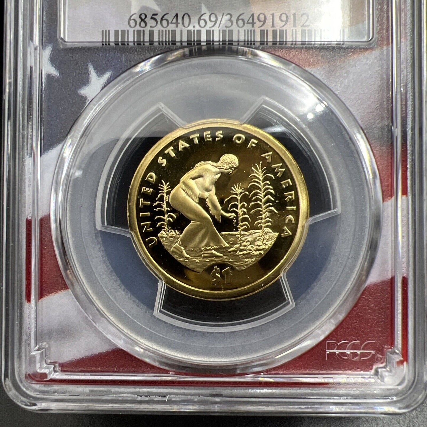 2009 S Sacagawea Native Dollar PCGS PR69 DCAM USA Flag Holder