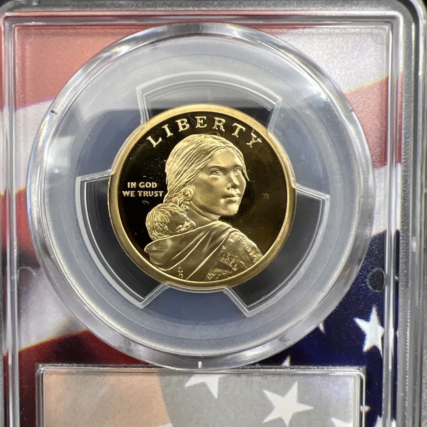 2009 S Sacagawea Native Dollar PCGS PR69 DCAM USA Flag Holder