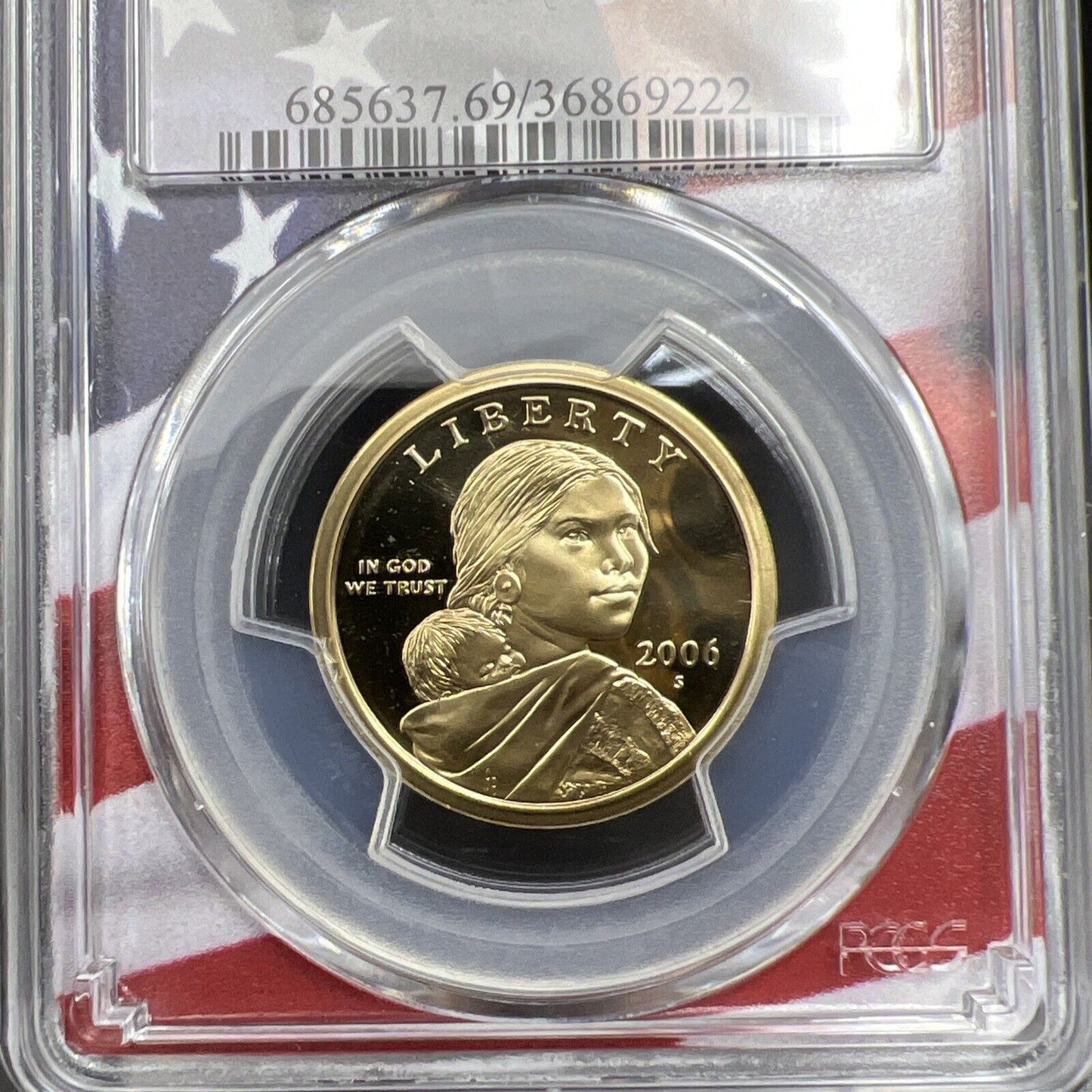 2006 S Sacagawea Native Dollar PCGS PR69 DCAM USA Flag Holder