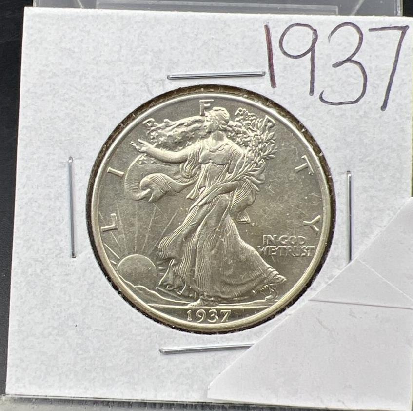 1937 P 50c Walking Liberty Silver Half Dollar UNC Uncirculated