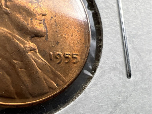 1955 P 1c Lincoln Wheat Cent Penny Coin Poor Man Strike Double Die BU RB #J2024