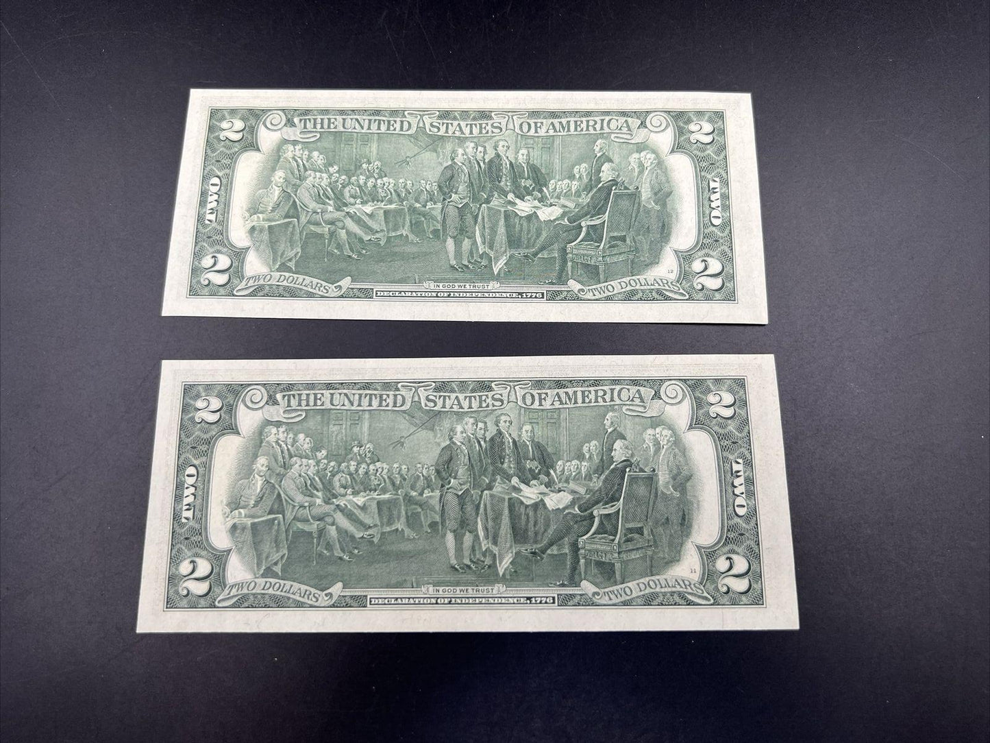 Lot 2 Consecutive 1976 $2 Two Dollar Bicentennial FRN Notes CH UNC #379 Atlanta