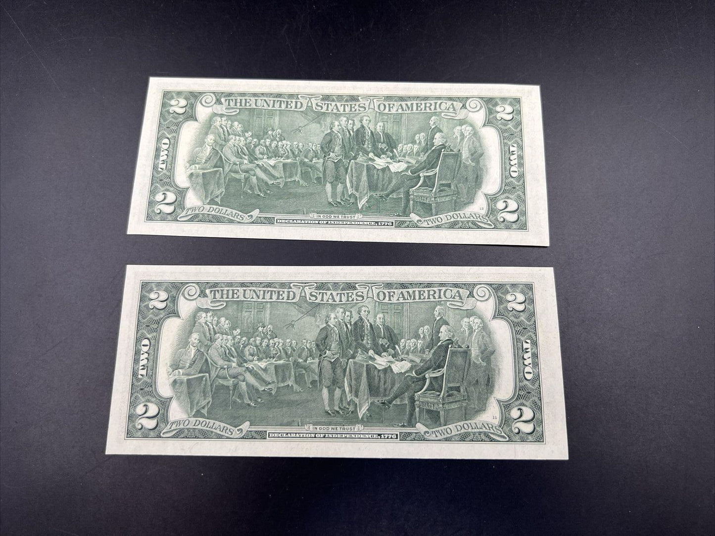 Lot 2 Consecutive 1976 $2 Two Dollar Bicentennial FRN Notes CH UNC #379 Atlanta