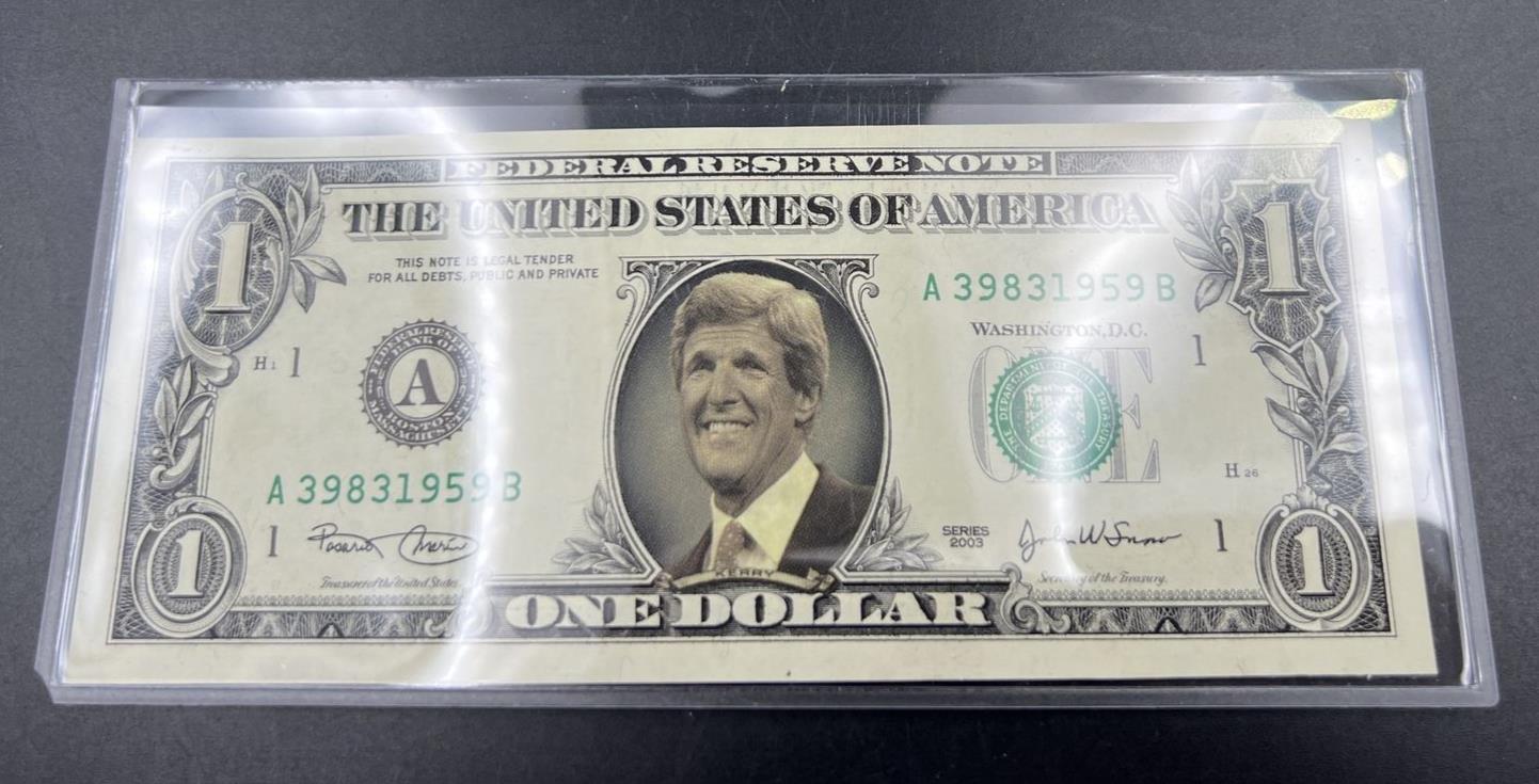 2003 $1 One Dollar FRN Federal Reserve Note John Kerry Portrait UNC #959