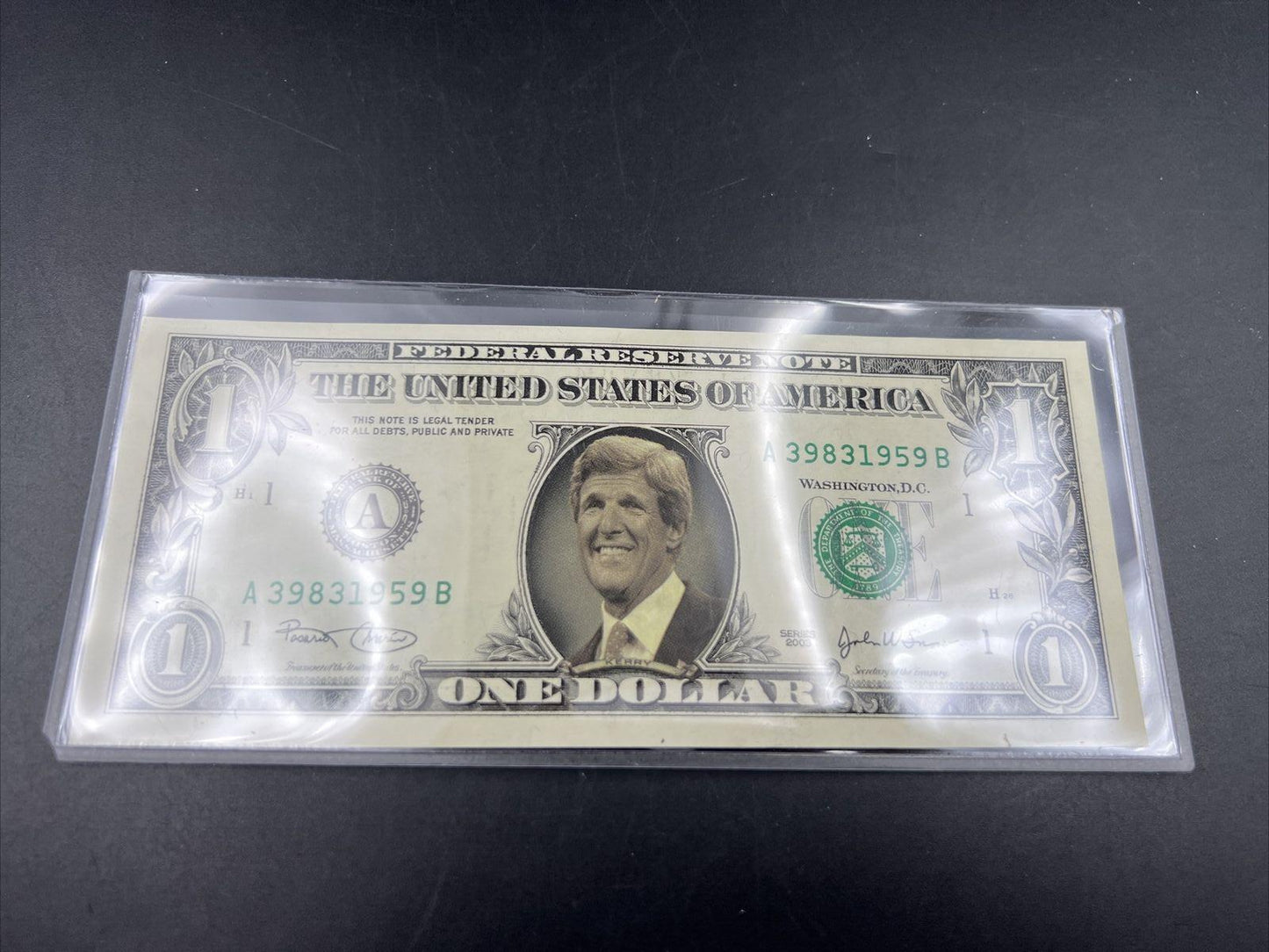 2003 $1 One Dollar FRN Federal Reserve Note John Kerry Portrait UNC #959