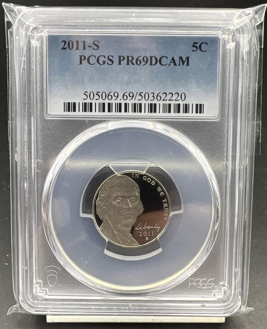 2011 S 5c Jefferson Nickel Coin PCGS Pf69 DCAM Proof