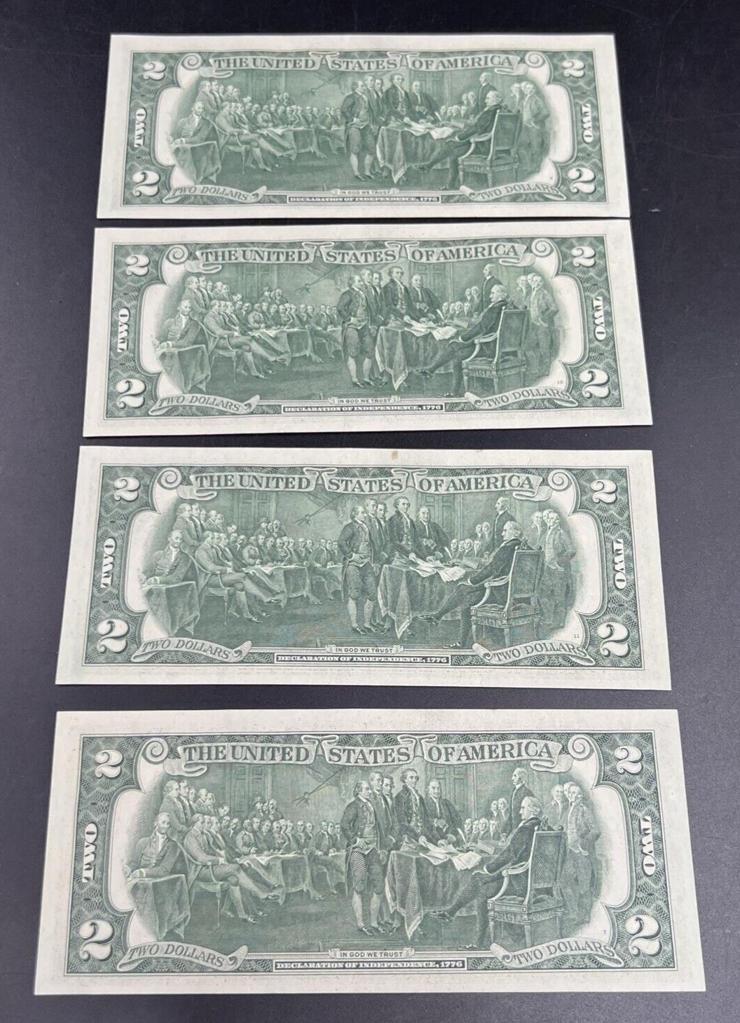 4 Consecutive 1976 $2 Two Dollar Bicentennial Bill Federal Reserve Notes UNC #94