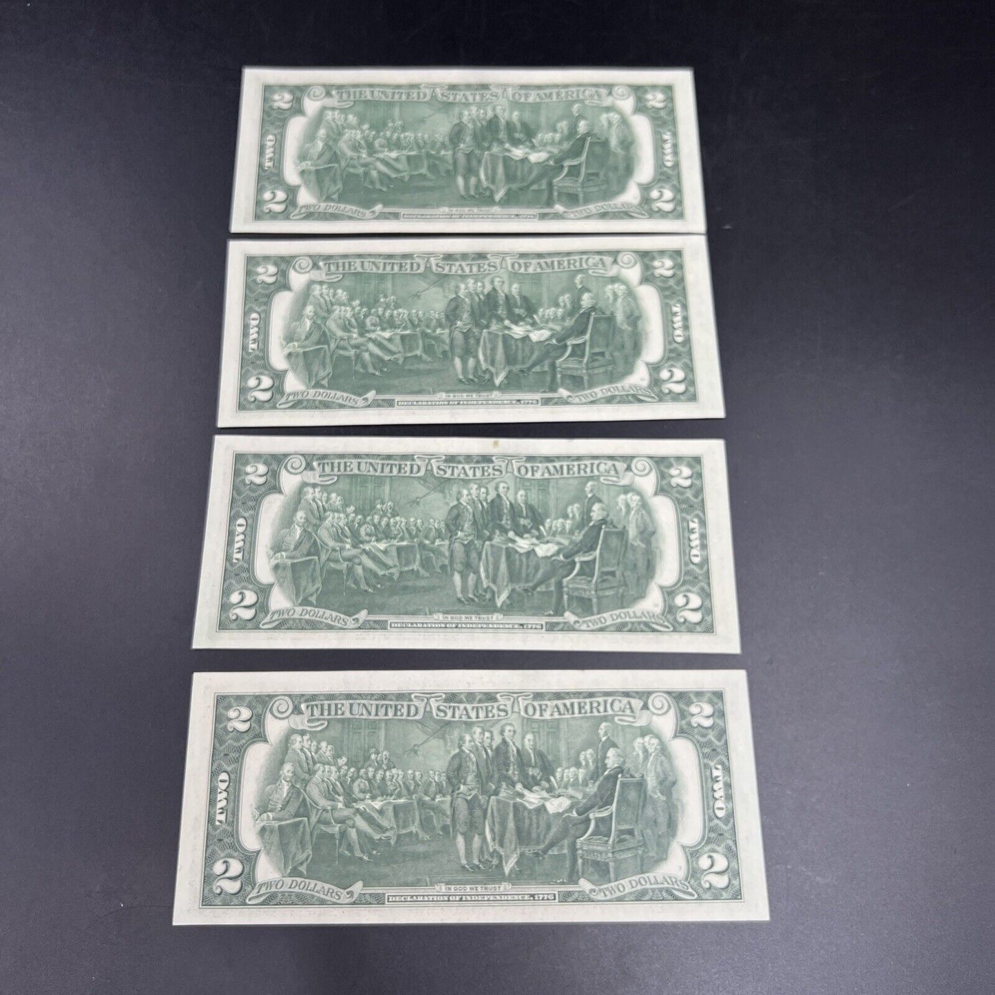 4 Consecutive 1976 $2 Two Dollar Bicentennial Bill Federal Reserve Notes UNC #94