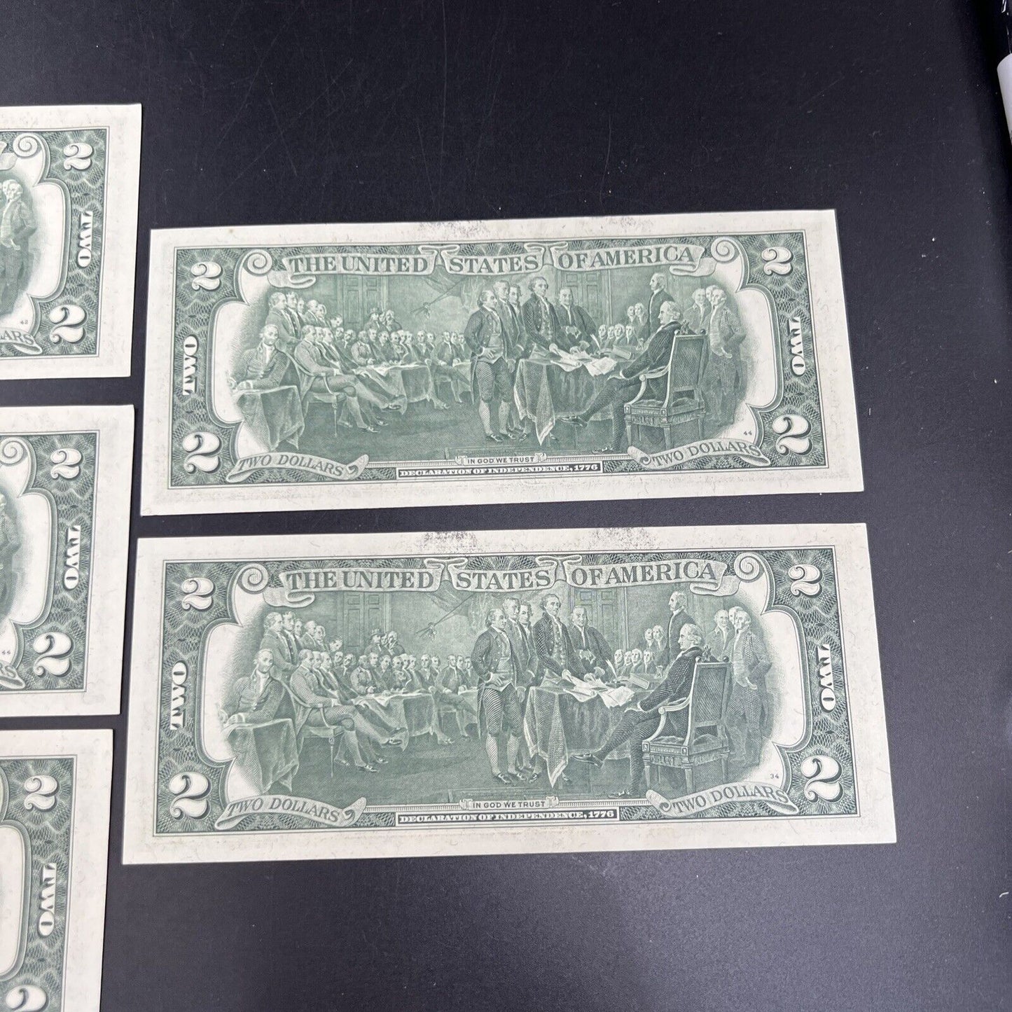 Lot of 5 1976 $2 Two Dollar Bicentennial Bill Federal Reserve Notes UNC #76