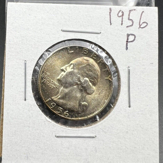 1956 P 25c Washington Quarter Coin Choice BU Some Toning