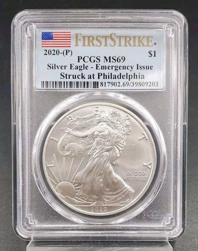 2020 P 1 OZ ASE American Silver Eagle Coin PCGS MS69 Emergency Issue #9203