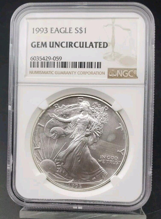 1993 1 OZ American Silver Eagle ASE Gem BU Uncirculated NGC Certified