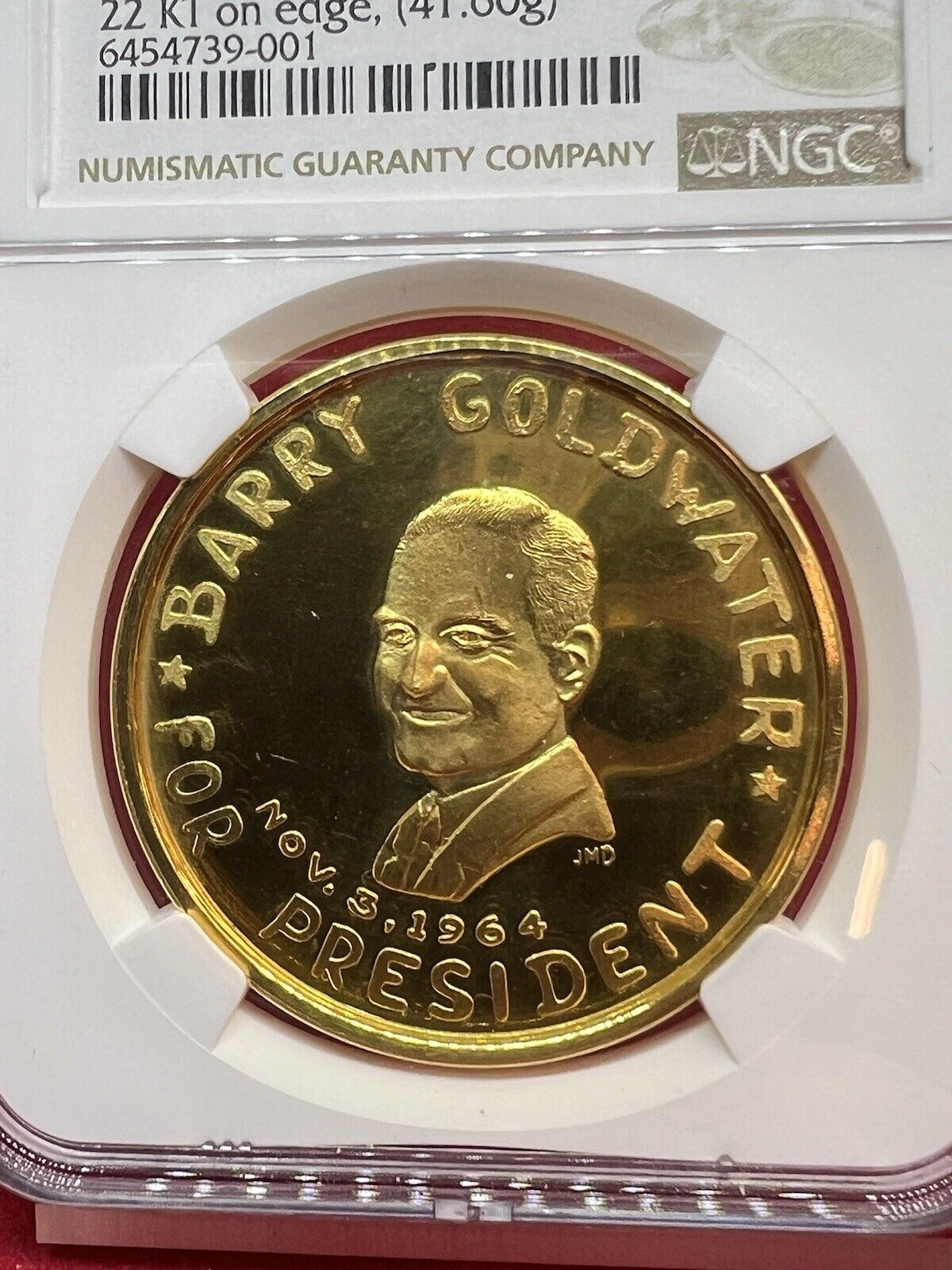 1964 41.6 Gram Solid 22k Gold Barry Goldwater Medal NGC PF64 UCAM TOP POP