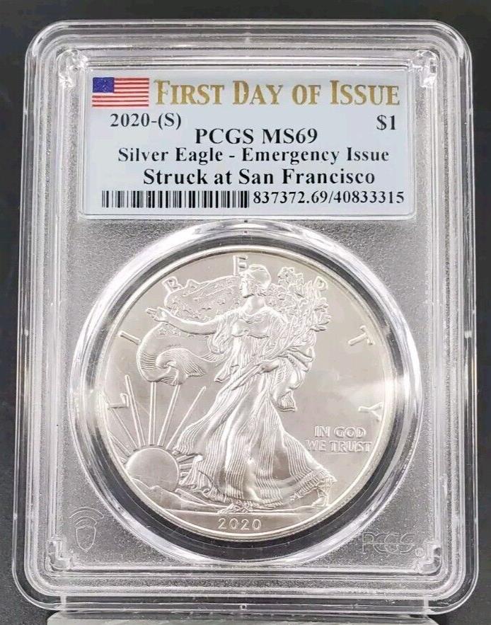 2020 S 1 OZ ASE Emergency American Silver Eagle Coin PCGS MS69 First Strike