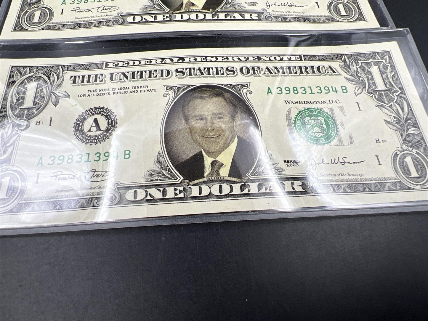 2003 $1 FRN UNC with John Kerry and George Bush pictures 2004 Election Themed