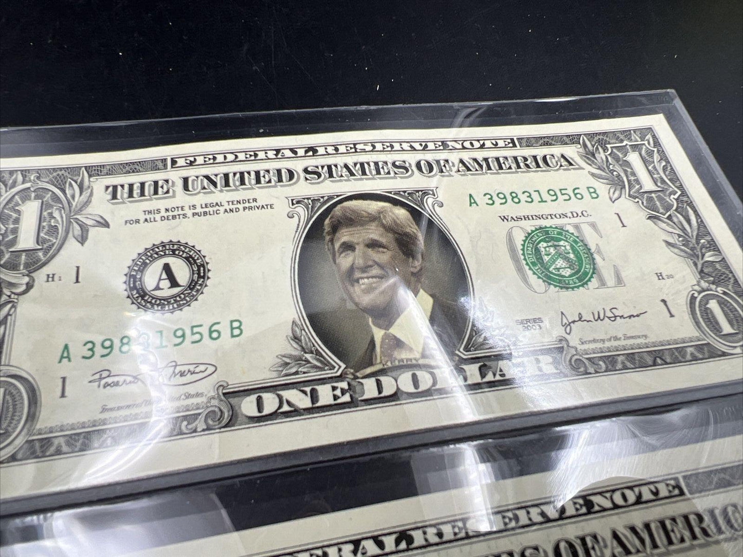 2003 $1 FRN UNC with John Kerry and George Bush pictures 2004 Election Themed