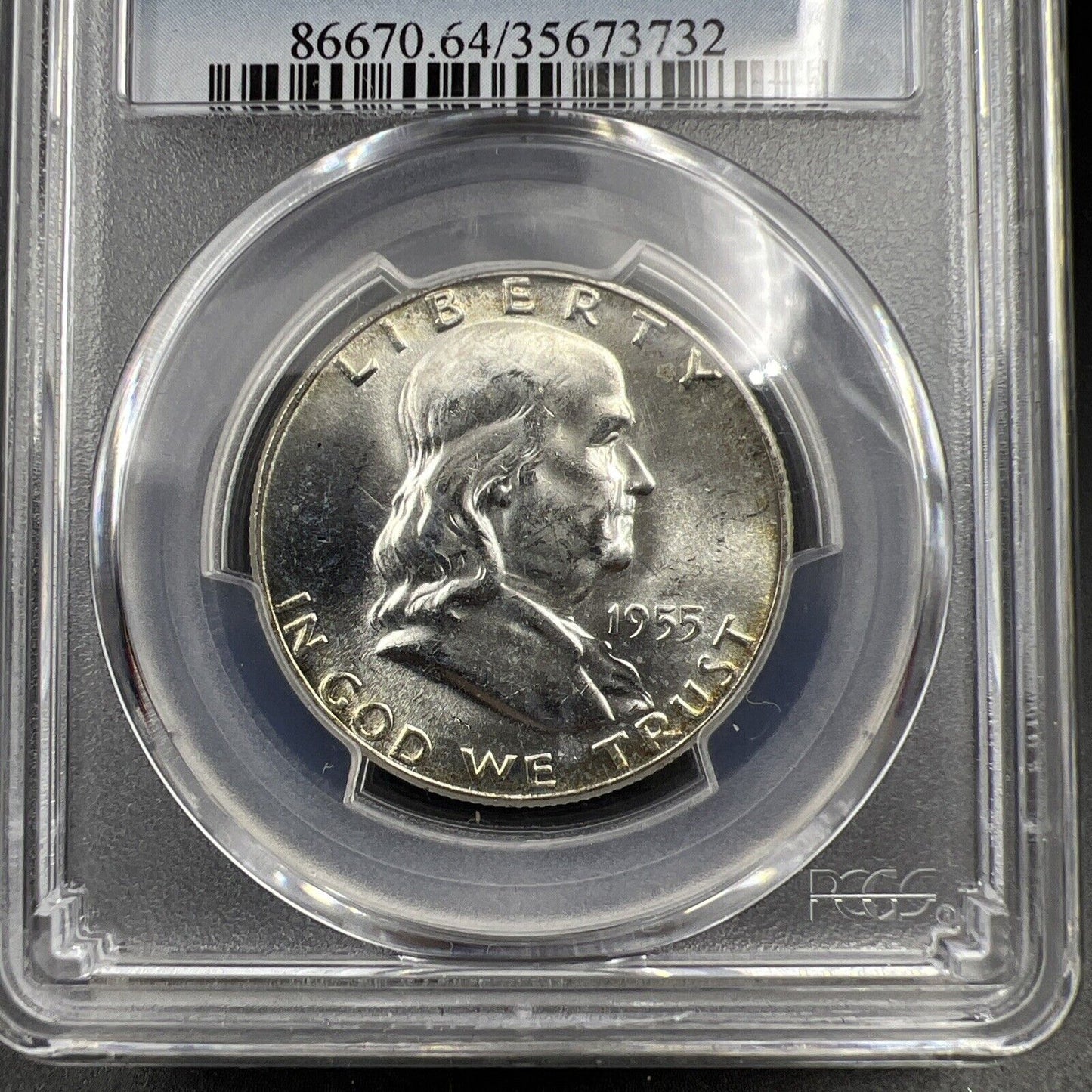 1955 D Franklin Silver Half Dollar Coin PCGS MS64 FBL Full Bell Line CH BU