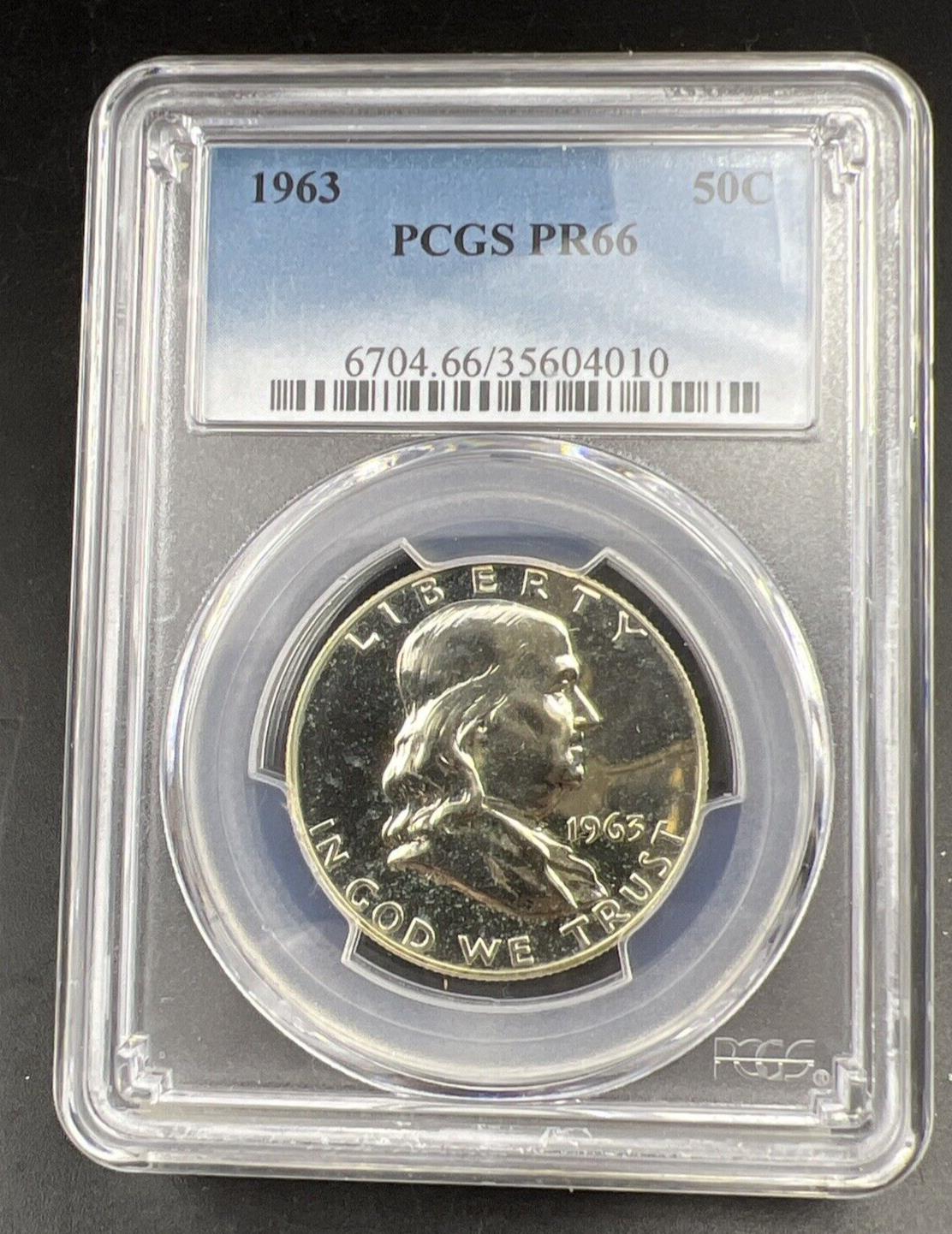 1963 US Franklin Silver Half Dollar Coin PCGS PR66 Gem Proof Certified