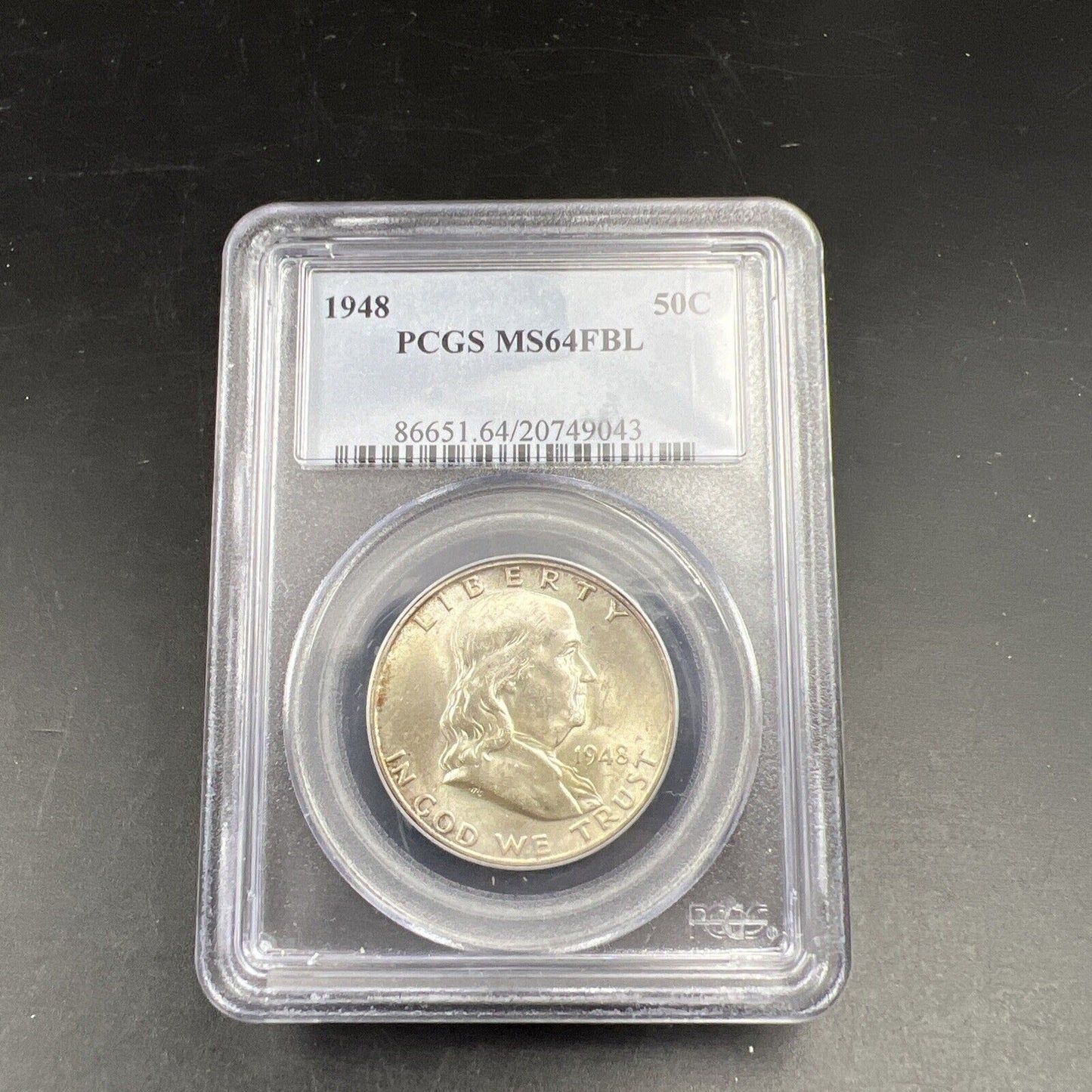 1948 P US Franklin Silver Half Dollar Coin PCGS MS64 CH BU FBL Full Bell Line