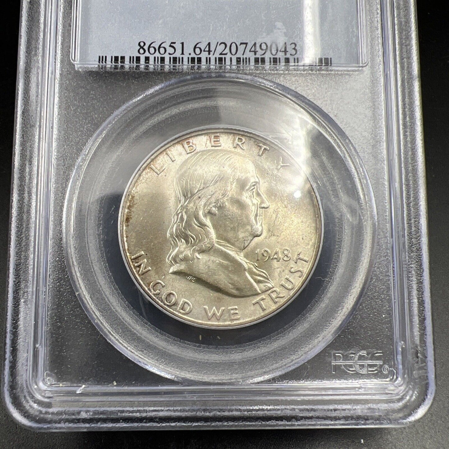 1948 P US Franklin Silver Half Dollar Coin PCGS MS64 CH BU FBL Full Bell Line