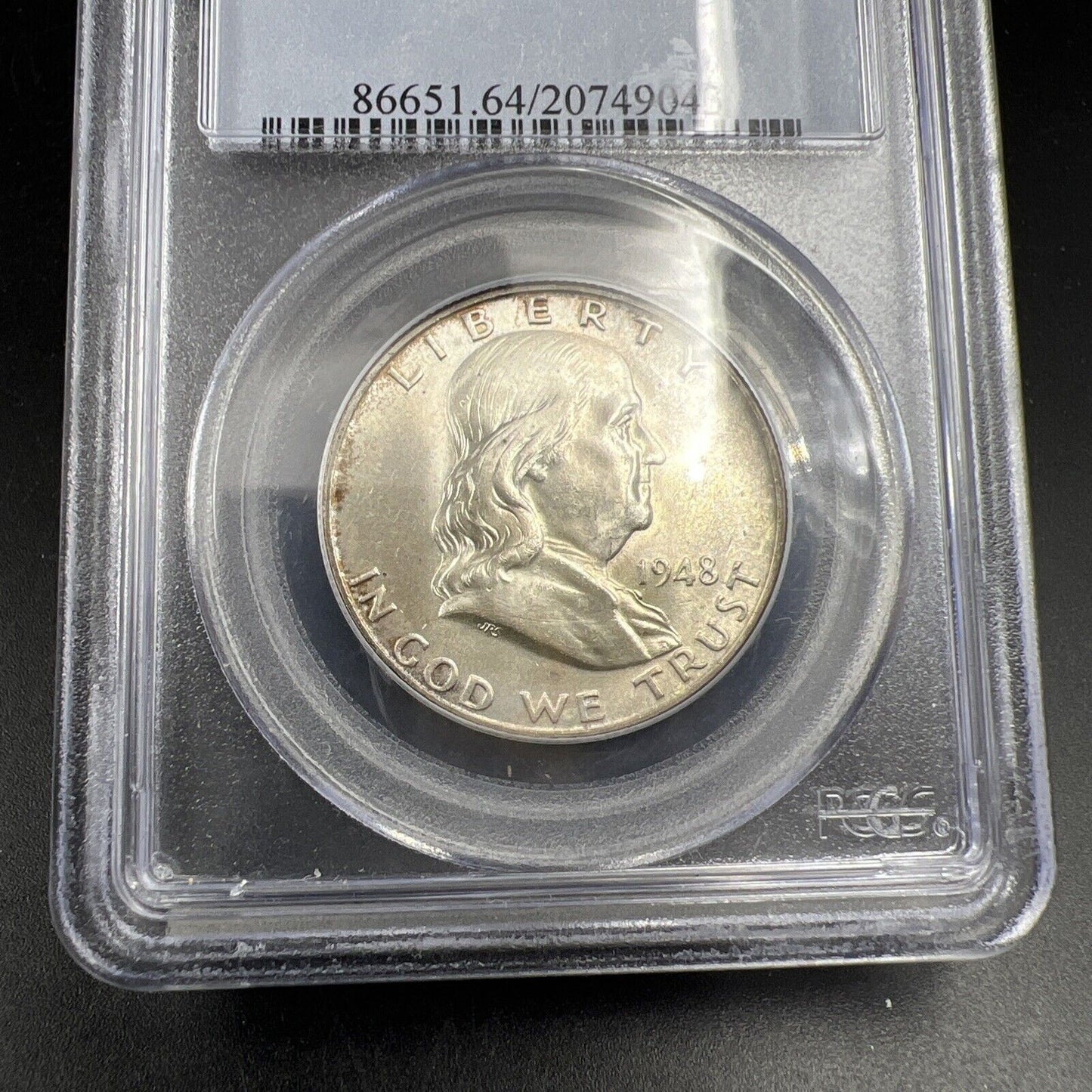 1948 P US Franklin Silver Half Dollar Coin PCGS MS64 CH BU FBL Full Bell Line