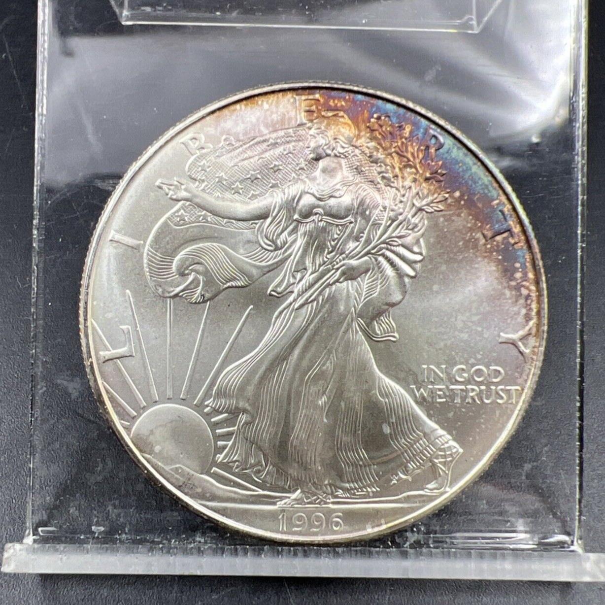 1996 1 oz ASE American Silver Eagle Coin Nice Toning Toner Obverse