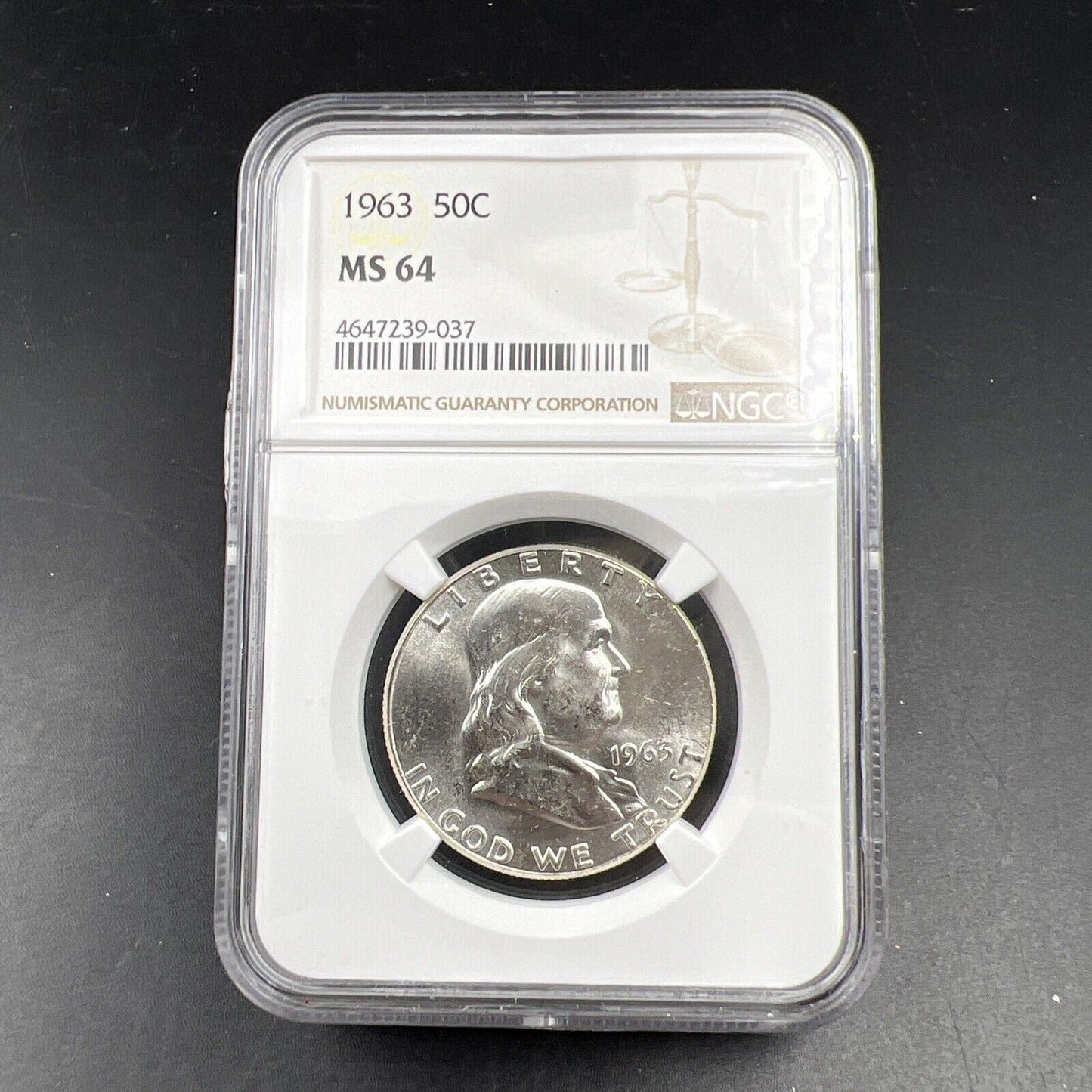 1963 P US Franklin Silver Half Dollar Coin NGC MS64 Choice BU Certified #037