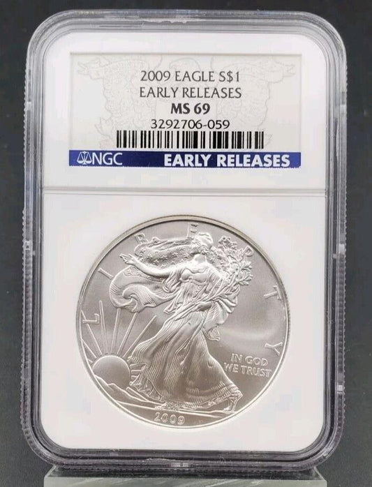 2009 1 oz .999 American Silver Eagle Coin NGC Certified MS69 Early Releases #059