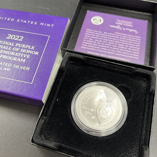 2022 W National Purple Heart Hall of Honor Commemorative Silver Dollar Coin OGP