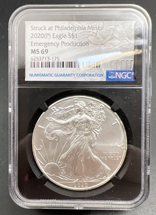 2020 P 1 OZ ASE Emergency American Silver Eagle Coin NGC MS69 Philadelphia #175