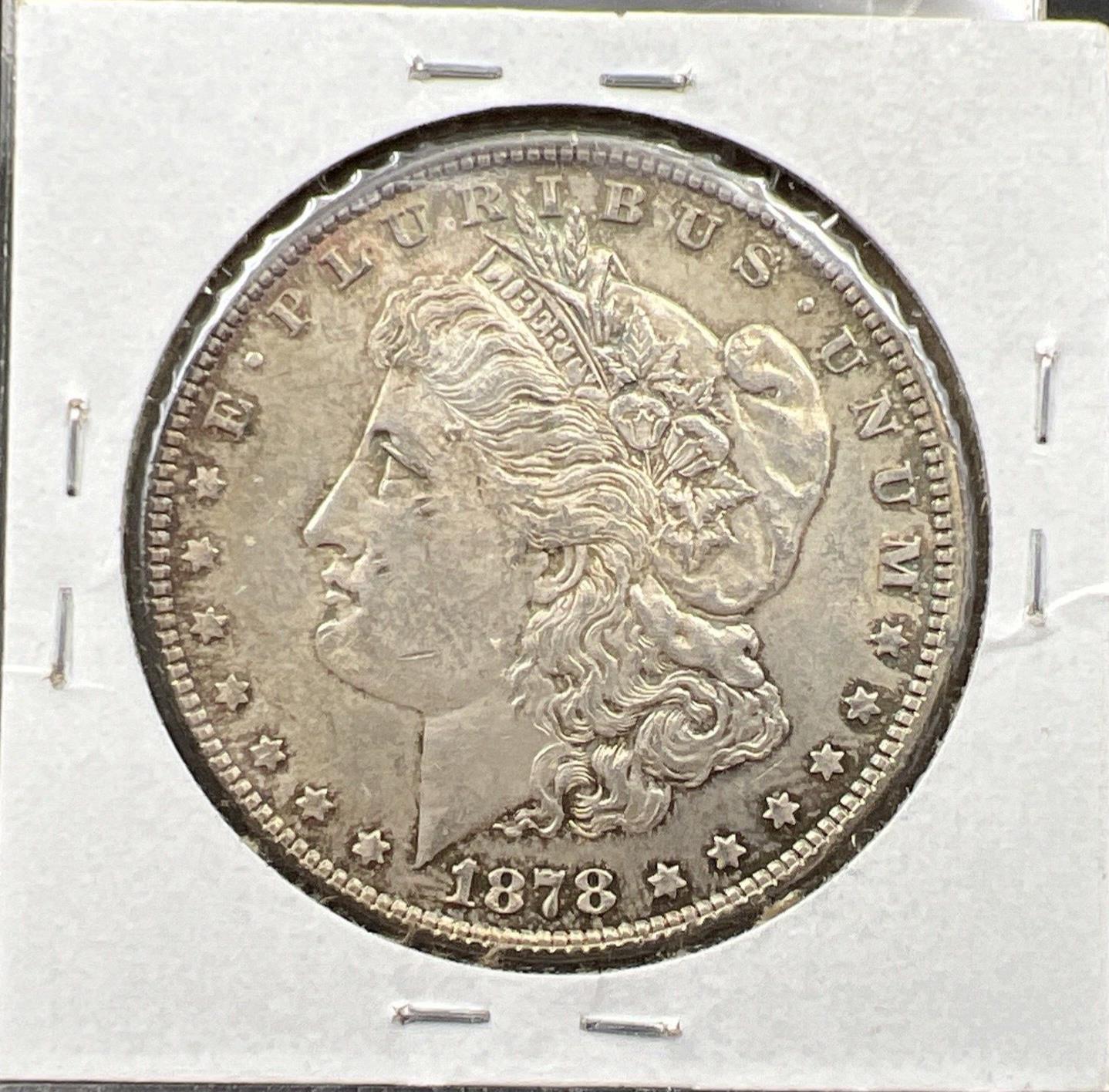 1878 P $1 Morgan Silver Dollar Coin VAM 33 7/8 Weak TF Variety AU About UNC