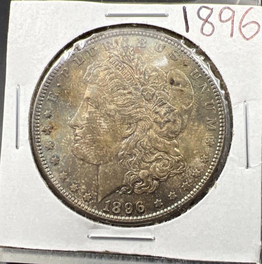 1896 P $1 Morgan silver Dollar Coin BU UNC Uncirculated Neat Toning Toner